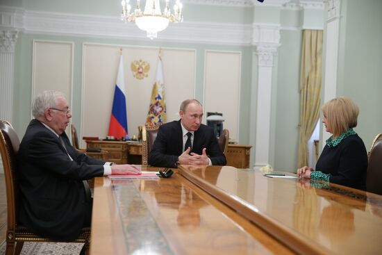 Vladimir Putin meets with Ella Panfilova, Vladimir Lukin