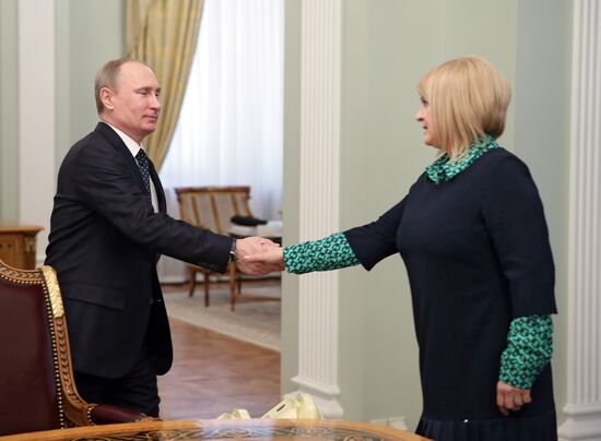 Vladimir Putin meets with Ella Panfilova, Vladimir Lukin