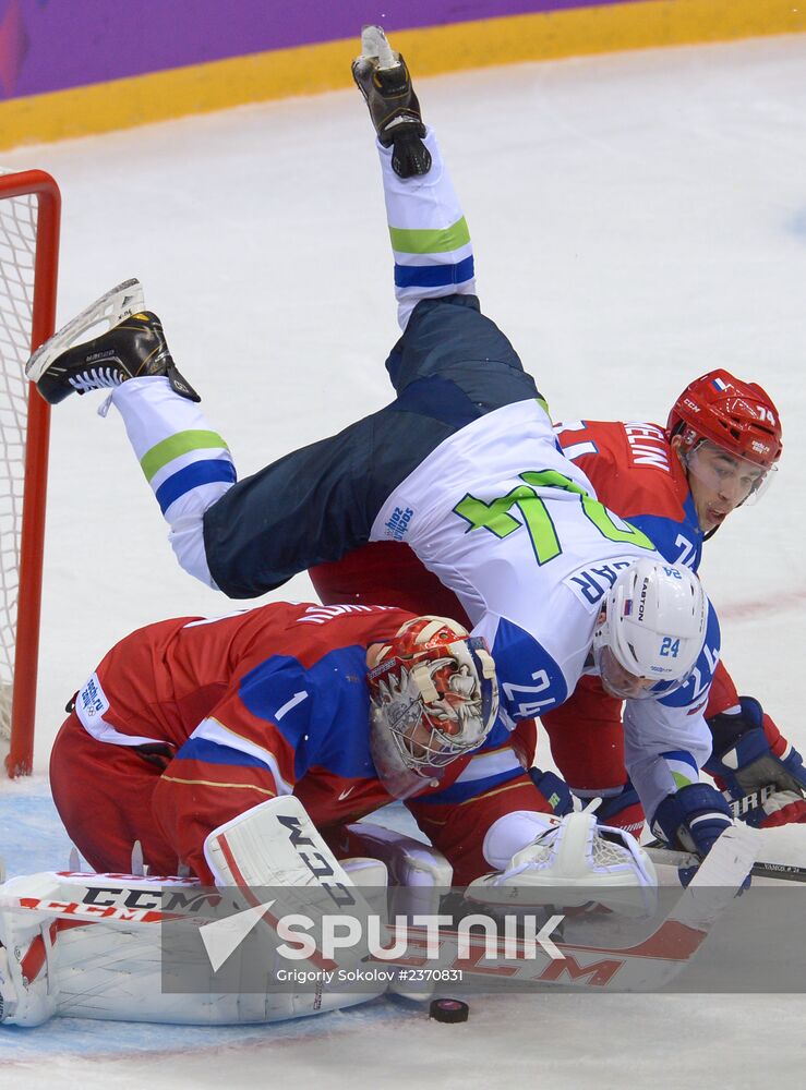 2014 Winter Olympics. Ice hockey. Men. Russia vs. Slovenia