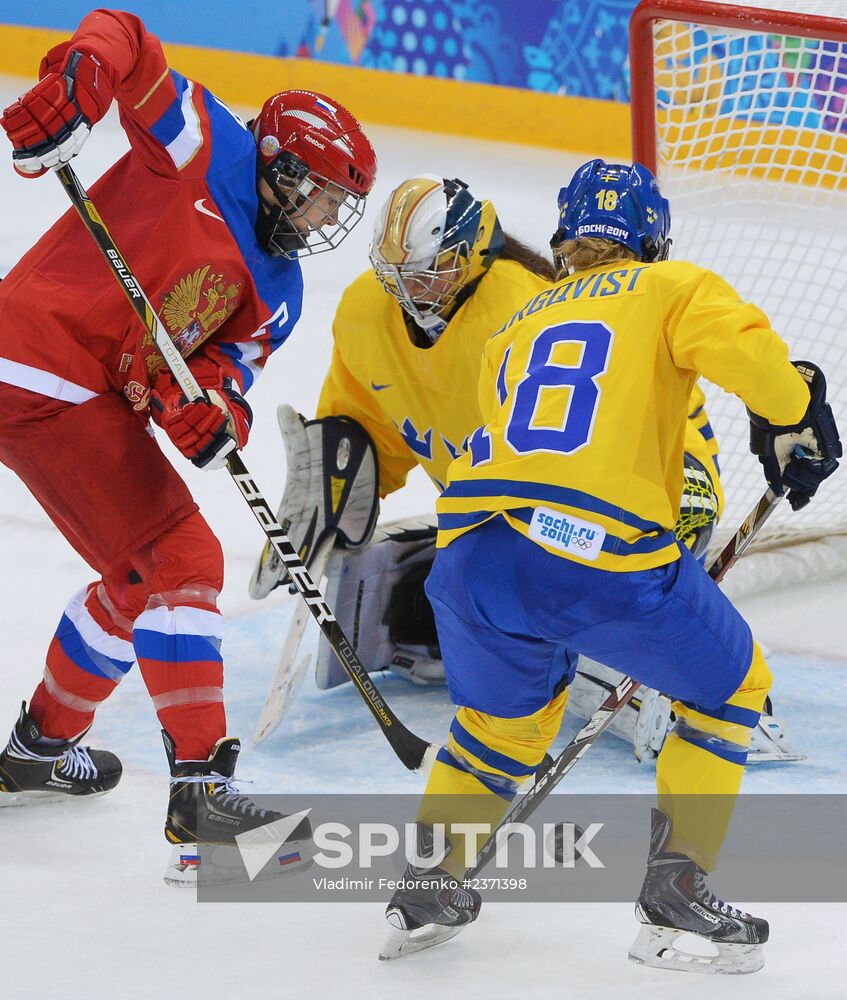 2014 Winter Olympics. Ice hockey. Women. Russia vs. Sweden