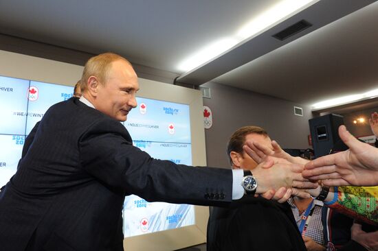 Vladimir Putin visits Canada House in Olympic Park