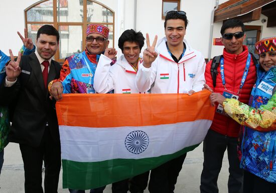 Raising the flag of India in the Mountain Olympic Village