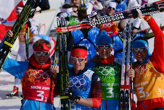 Dmitry Yaparov, Maxim Vylegzhanin, Alexander Bessmertnykh and Alexander Legkov