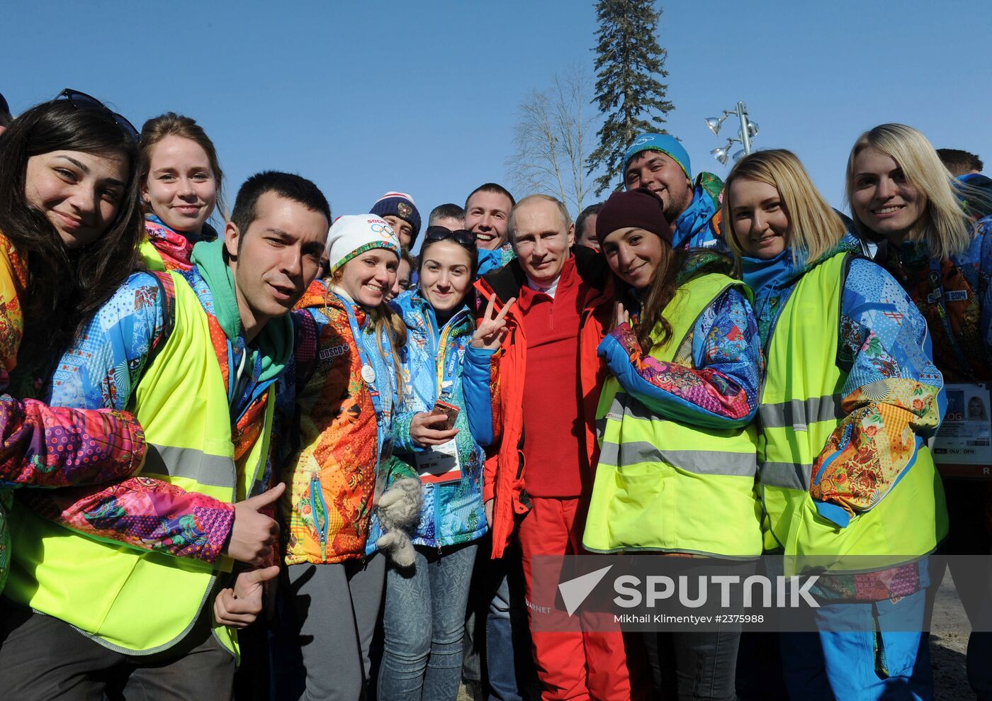 V.Putin and D.Medvedev attend Olympic cross-country skiing competition in Sochi