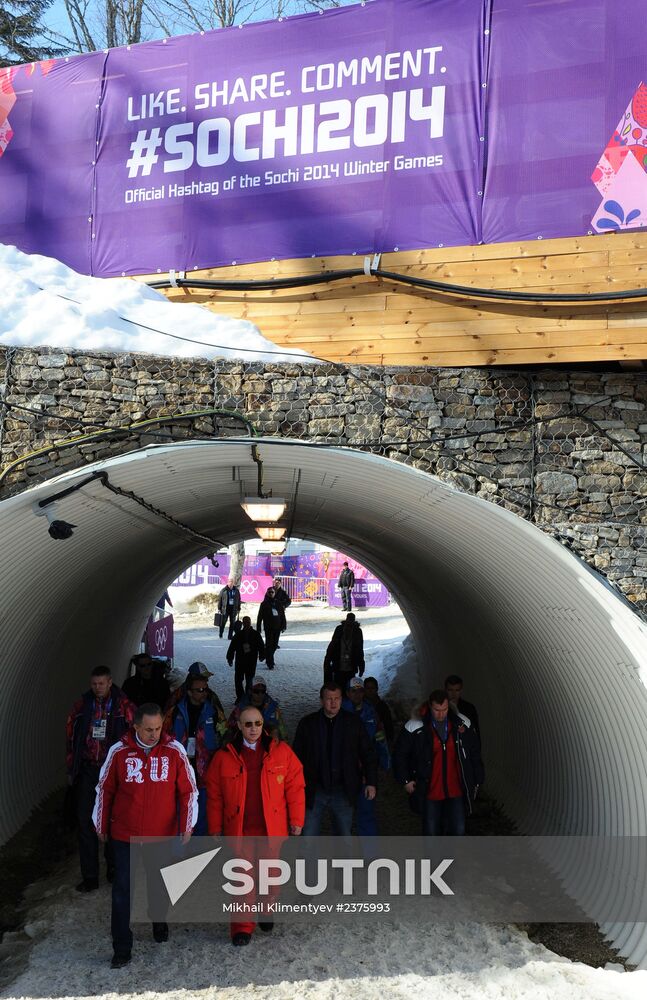 V.Putin and D.Medvedev attend Olympic cross-country skiing competition in Sochi