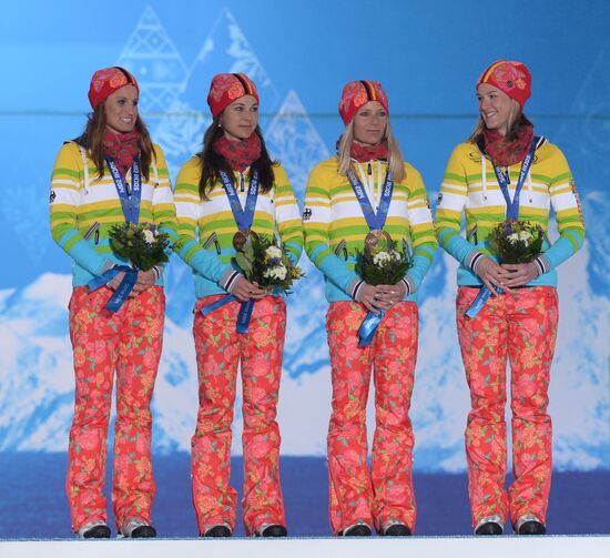 2014 Winter Olympics. Medal ceremony. Day Nine