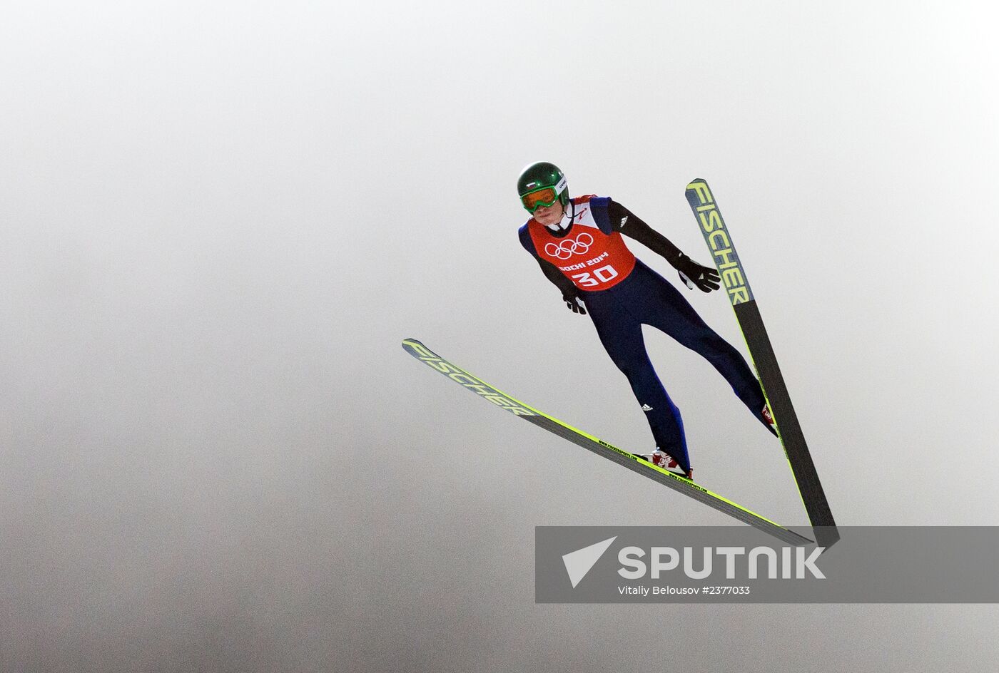 2014 Winter Olympics. Ski jumping. Men. Large hill. Training session