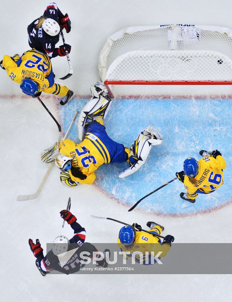 2014 Winter Olympics. Ice hockey. Women. USA vs. Sweden