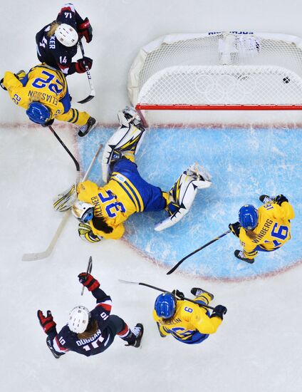 2014 Winter Olympics. Ice hockey. Women. USA vs. Sweden