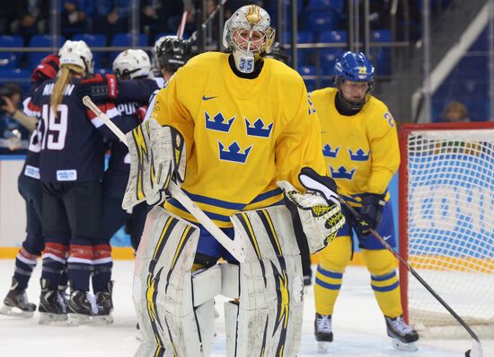 2014 Winter Olympics. Ice hockey. Women. USA vs. Sweden