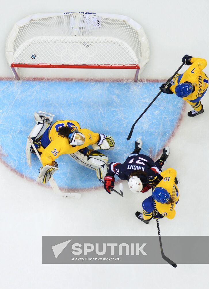 2014 Winter Olympics. Ice hockey. Women. USA vs. Sweden