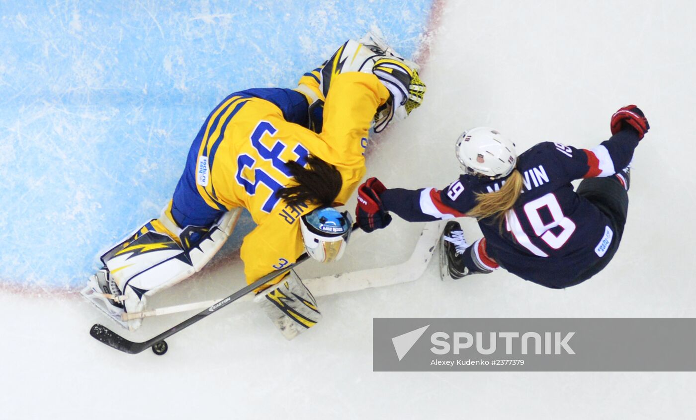 2014 Winter Olympics. Ice hockey. Women. USA vs. Sweden