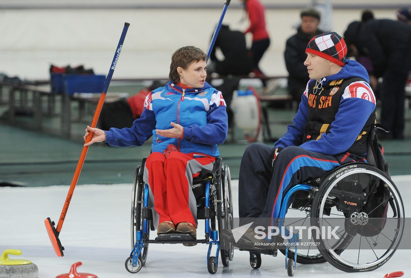 Russian Paralympic wheelchair curling team holds training session