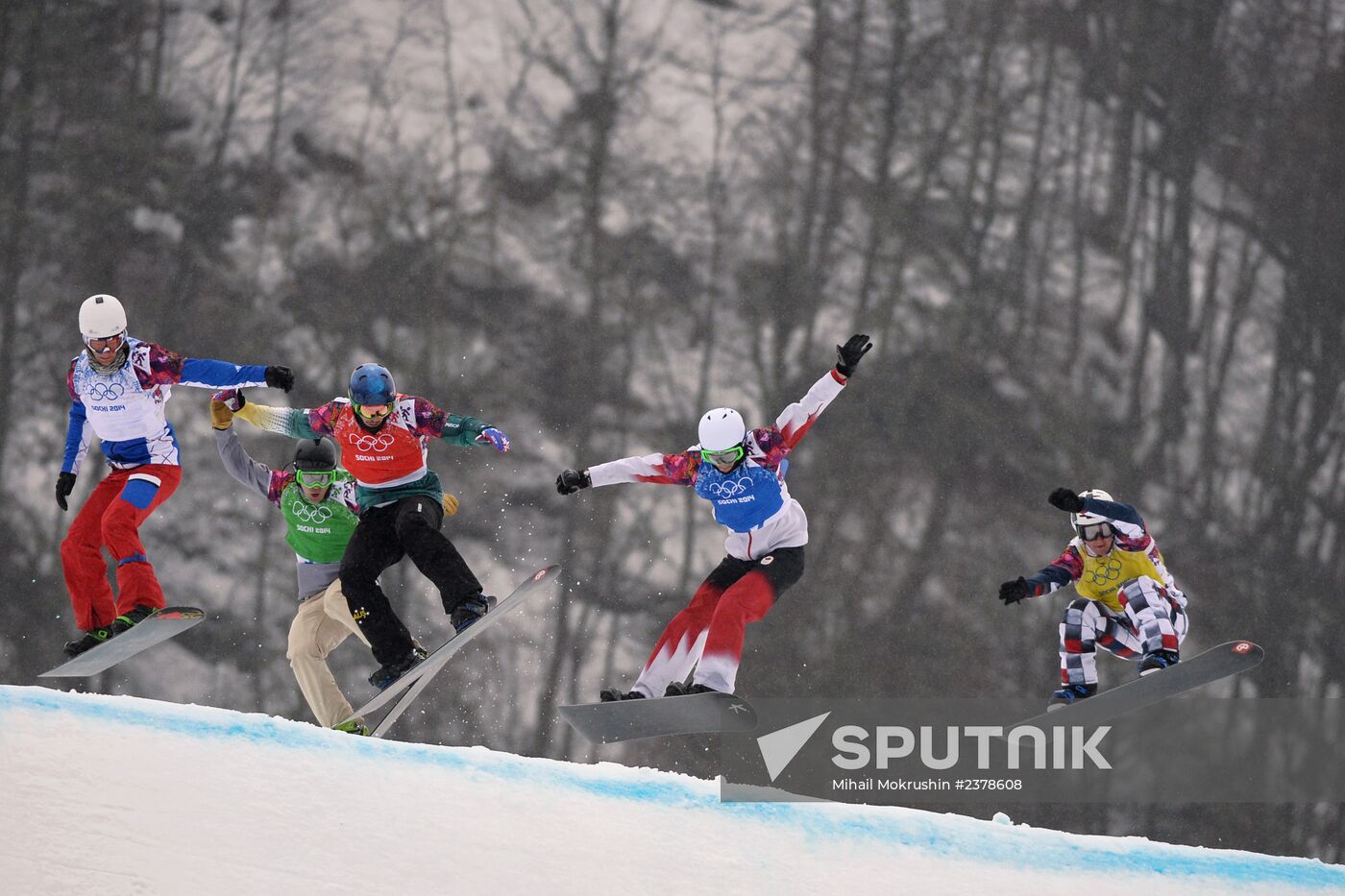 2014 Winter Olympics. Snowboarding. Men/Women. Snowboard cross
