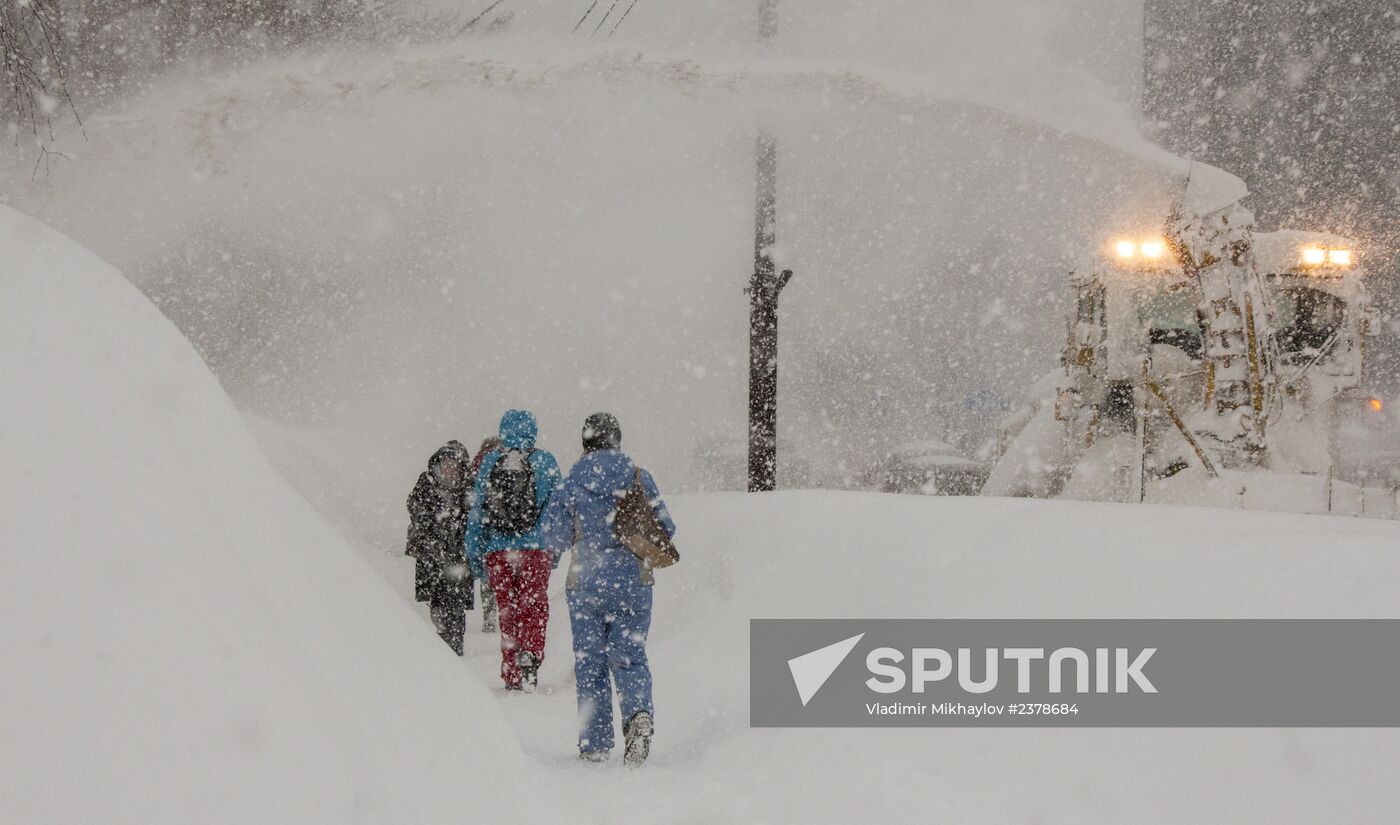 Severe snowstorm in Sakhalin