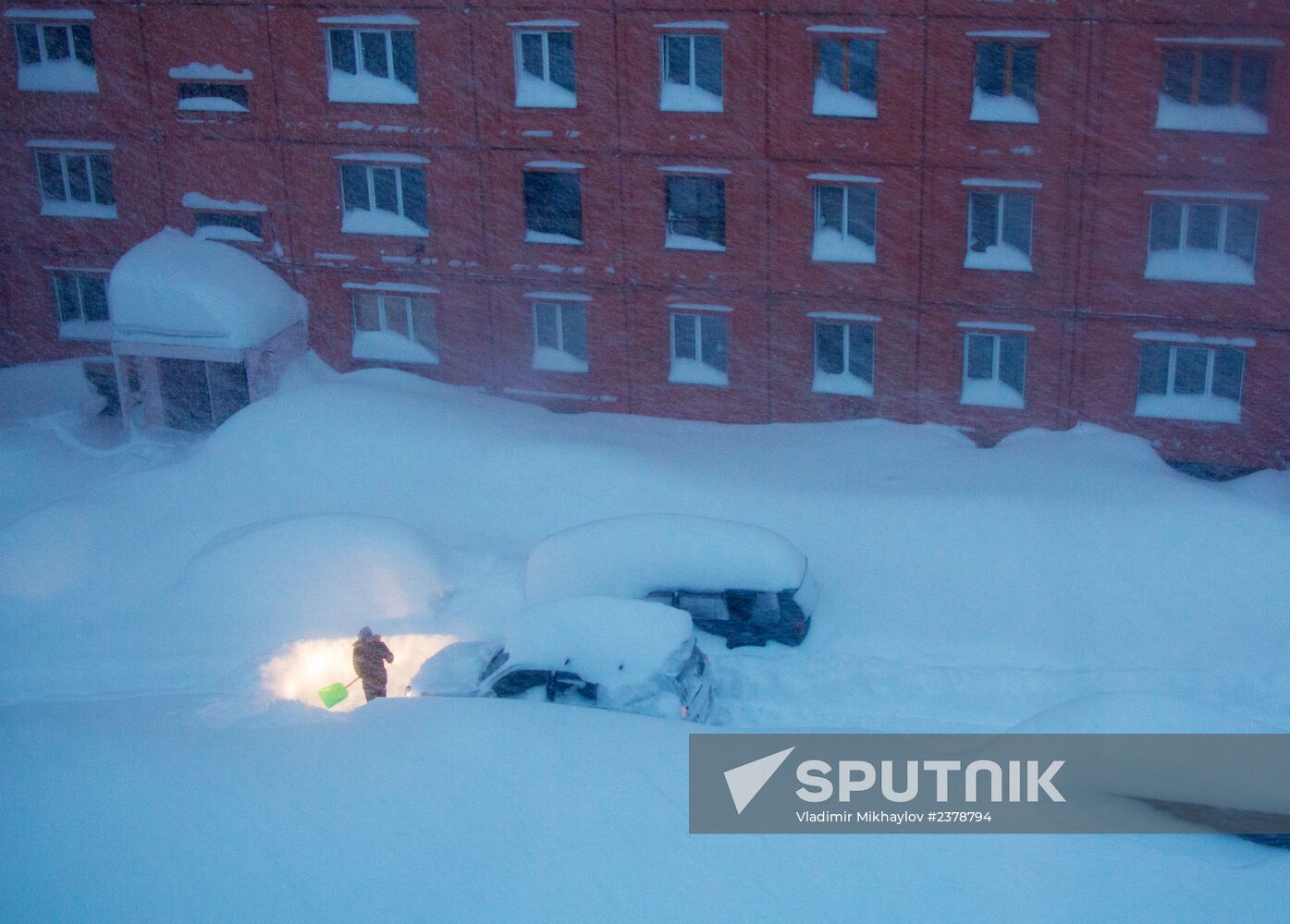 Severe snowstorm in Sakhalin