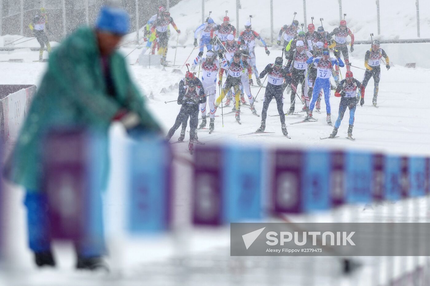 2014 Winter Olympics. Biathlon. Men. Mass start race
