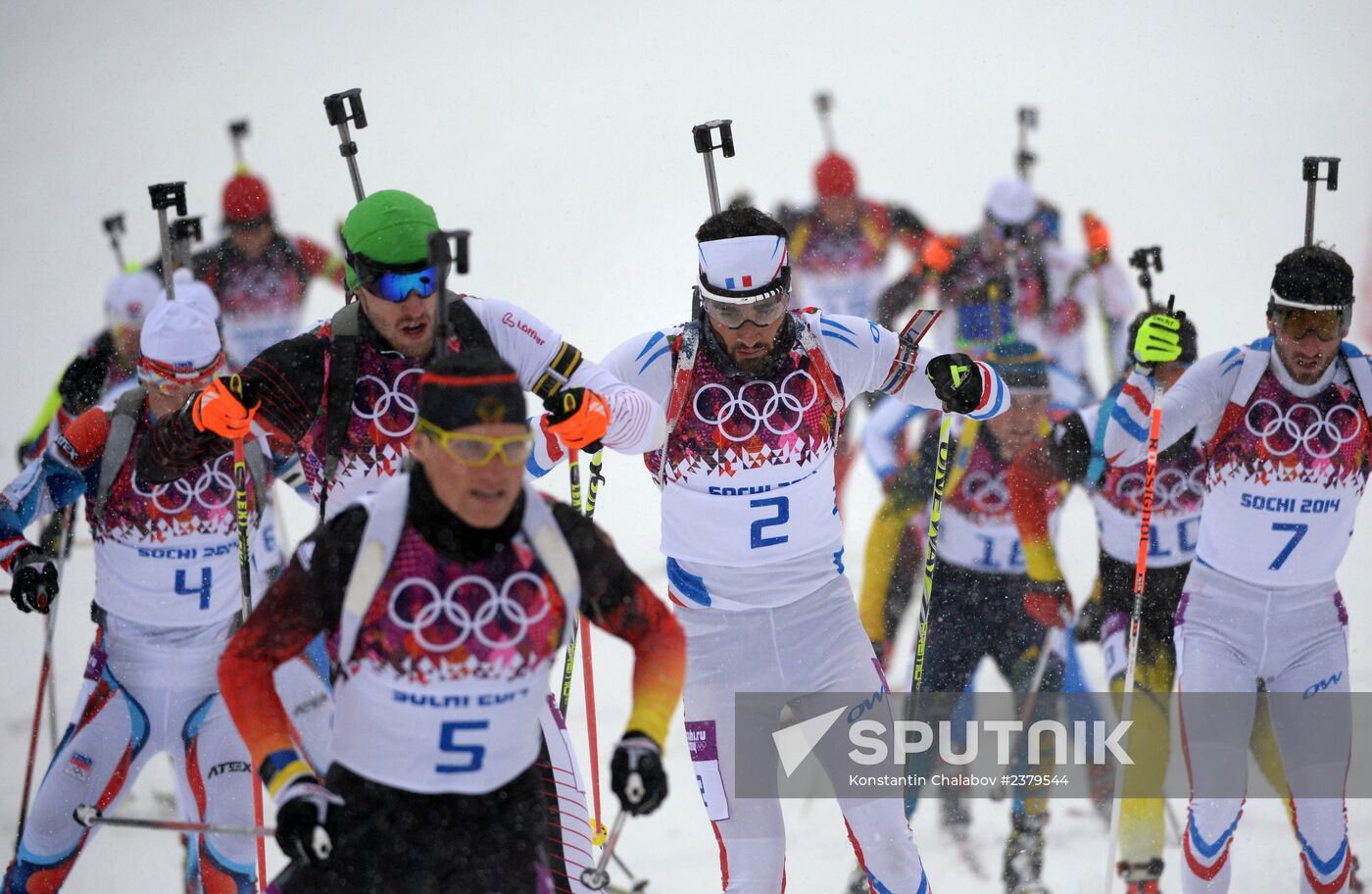 2014 Winter Olympics. Biathlon. Men. Mass start race