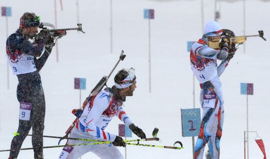 2014 Winter Olympics. Biathlon. Men. Mass start race