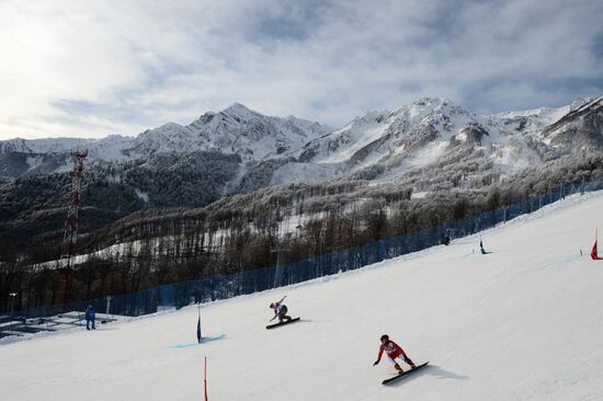 2014 Winter Olympics. Snowboarding. Men. Parallel giant slalom