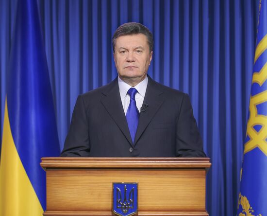 President of Ukraine Viktor Yanukovych addresses nation