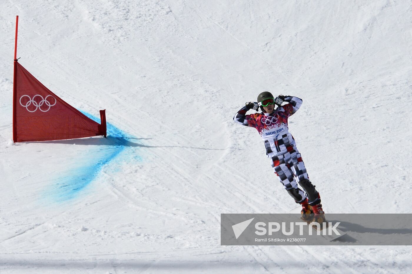 2014 Winter Olympics. Snowboarding. Men. Parallel giant slalom. Quarter-finals