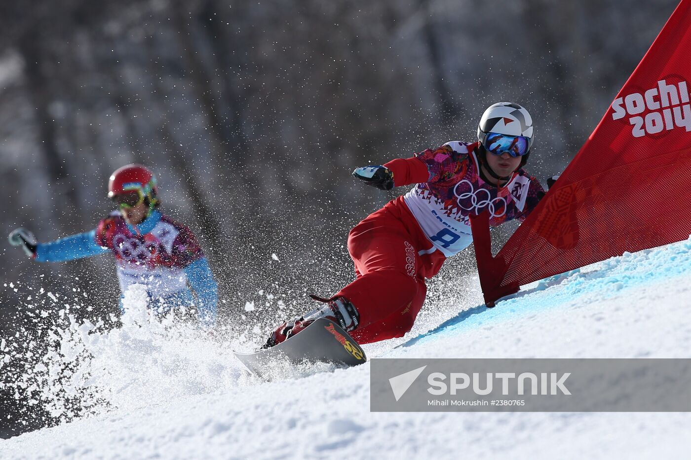 2014 Winter Olympics. Snowboarding. Men. Parallel giant slalom. Semi-finals