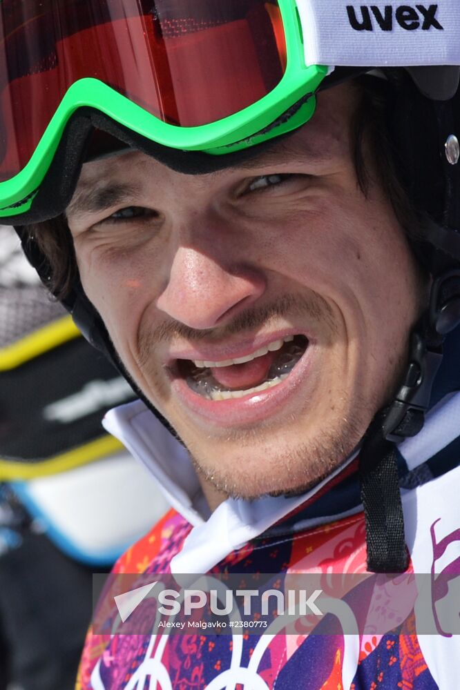 2014 Winter Olympics. Snowboarding. Men. Parallel giant slalom. Semi-finals