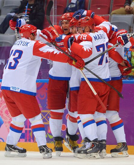 2014 Winter Olympics. Ice hockey. Men. Finland vs. Russia