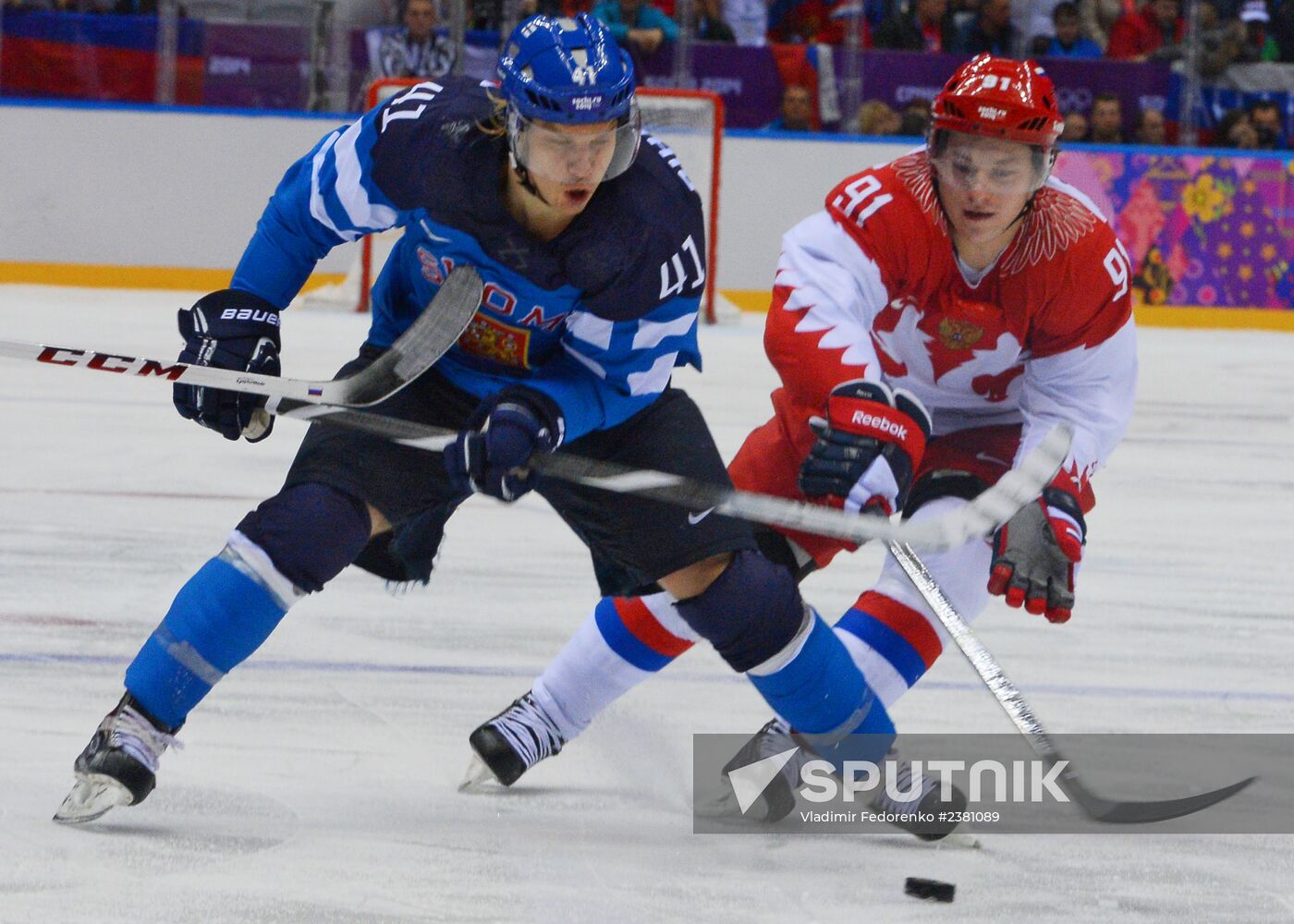 2014 Winter Olympics. Ice hockey. Men. Finland vs. Russia