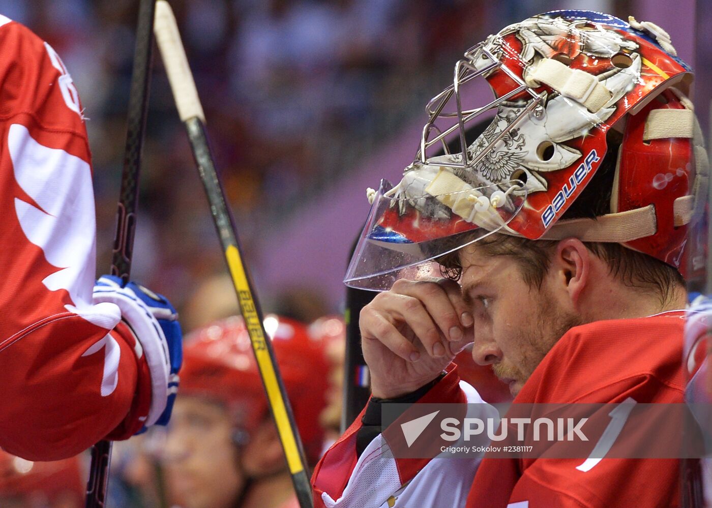 2014 Winter Olympics. Ice hockey. Men. Finland vs. Russia