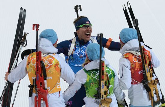 2014 Winter Olympics. Biathlon. Mixed relay