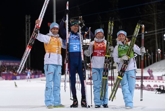 2014 Winter Olympics. Biathlon. Mixed relay