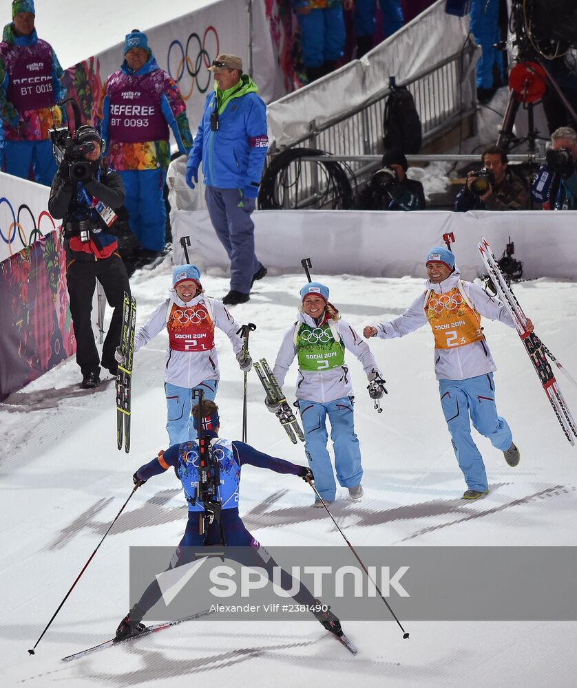 2014 Winter Olympics. Biathlon. Mixed relay