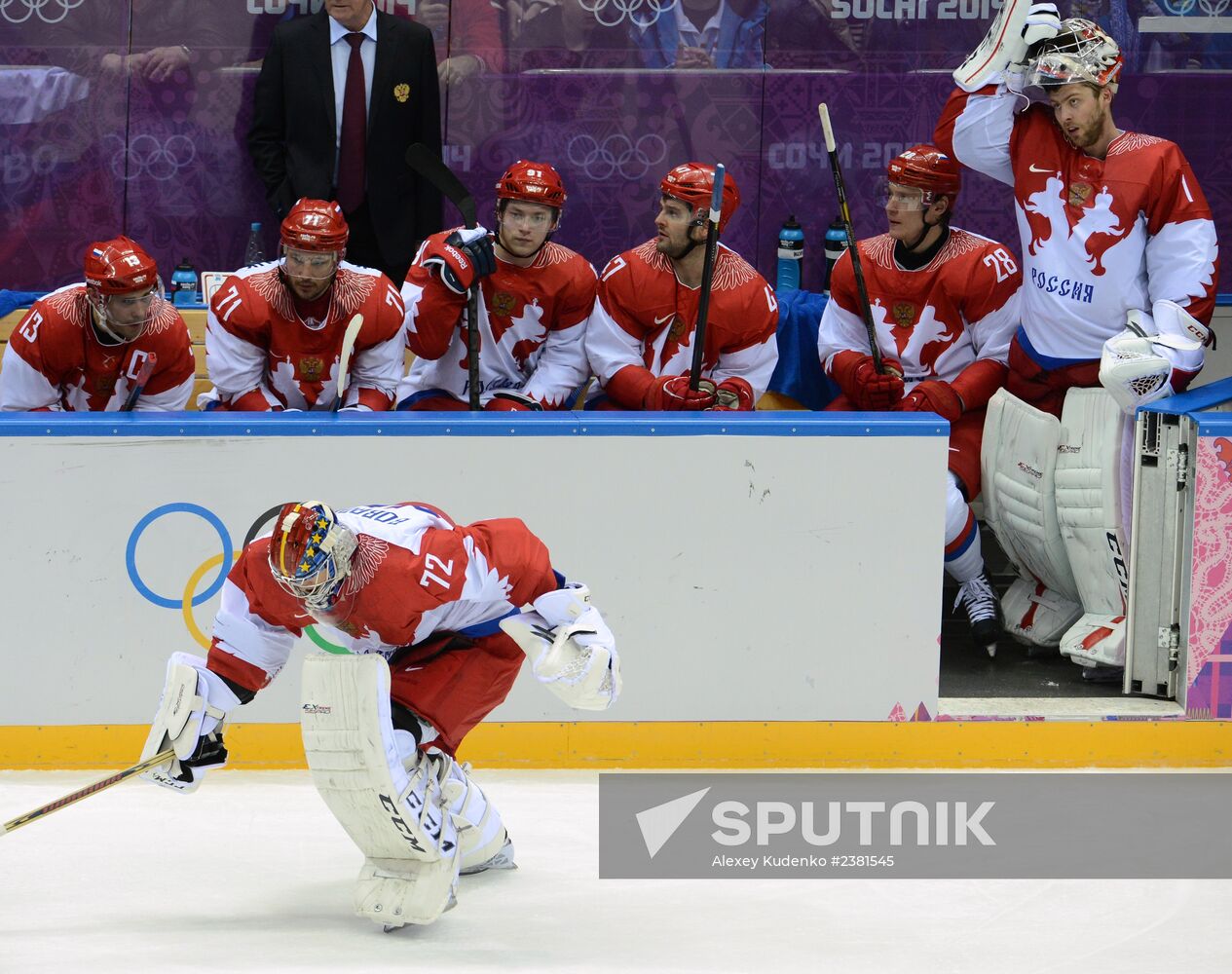 2014 Winter Olympics. Ice hockey. Men. Finland vs. Russia