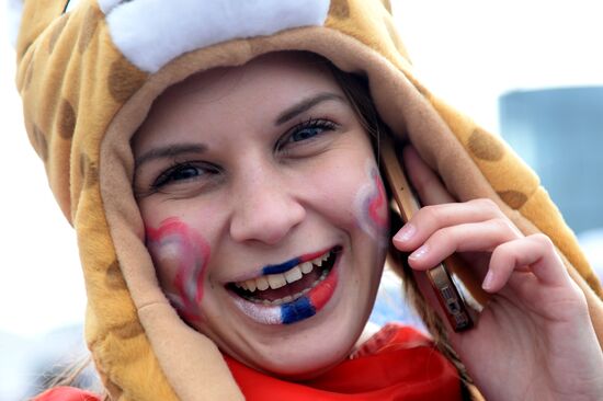 Olympic sports fans in the Olympic Park in Sochi