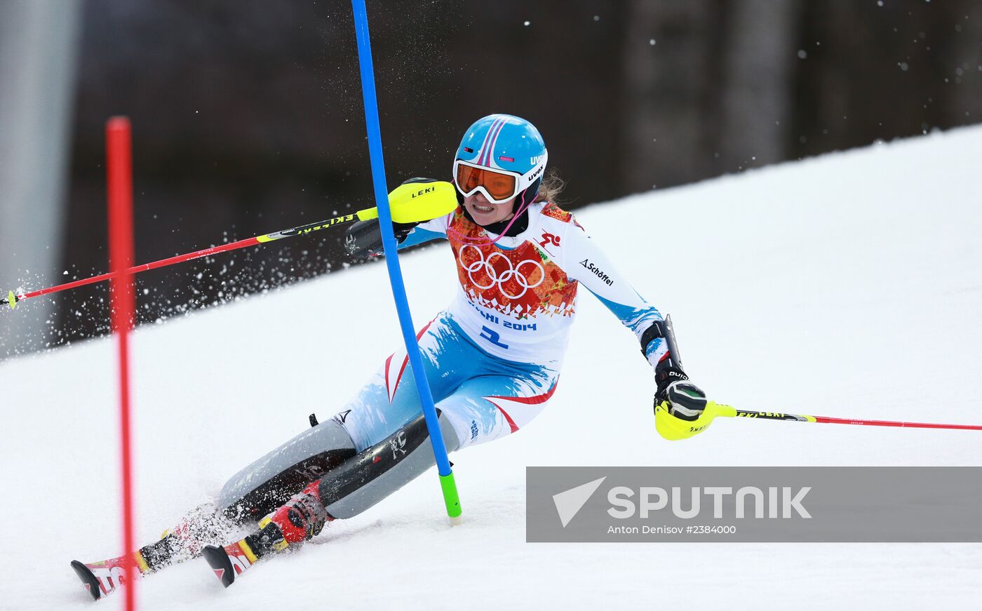 2014 Winter Olympics. Alpine skiing. Women. Slalom