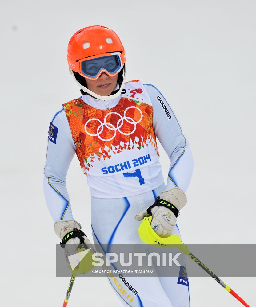 2014 Winter Olympics. Alpine skiing. Women. Slalom