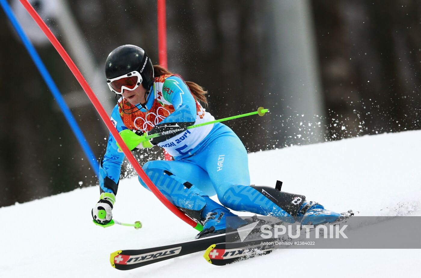 2014 Winter Olympics. Alpine skiing. Women. Slalom