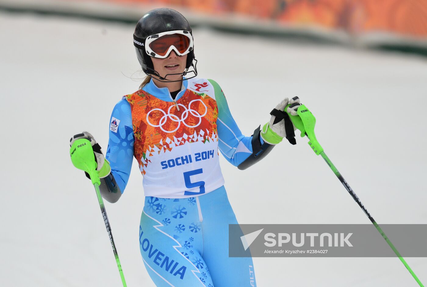 2014 Winter Olympics. Alpine skiing. Women. Slalom