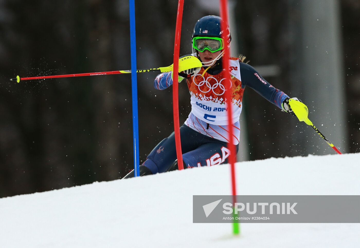 2014 Winter Olympics. Alpine skiing. Women. Slalom