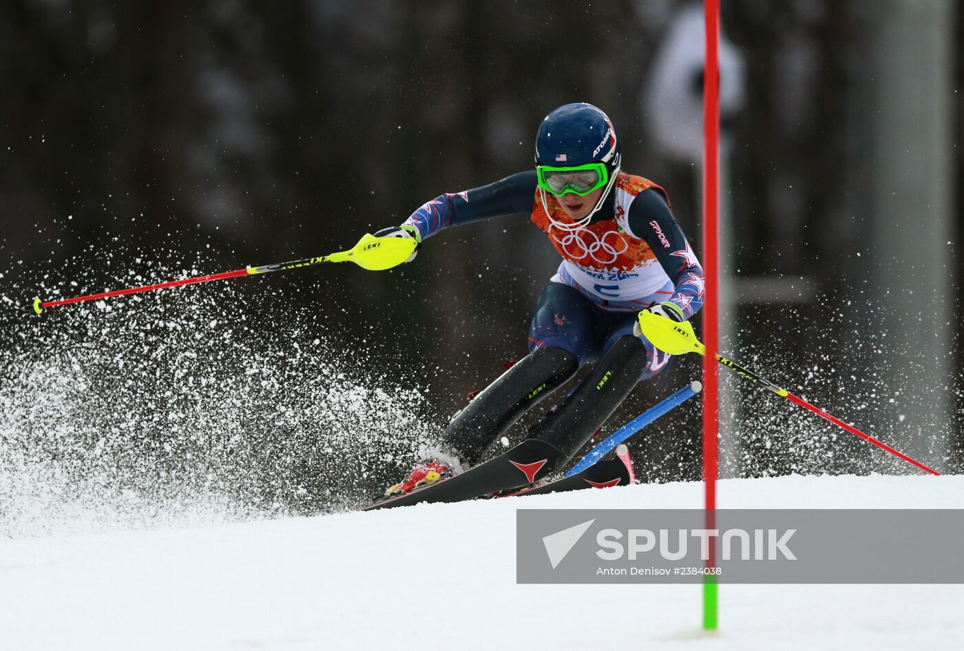 2014 Winter Olympics. Alpine skiing. Women. Slalom