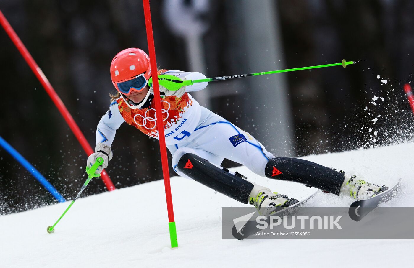 2014 Winter Olympics. Alpine skiing. Women. Slalom
