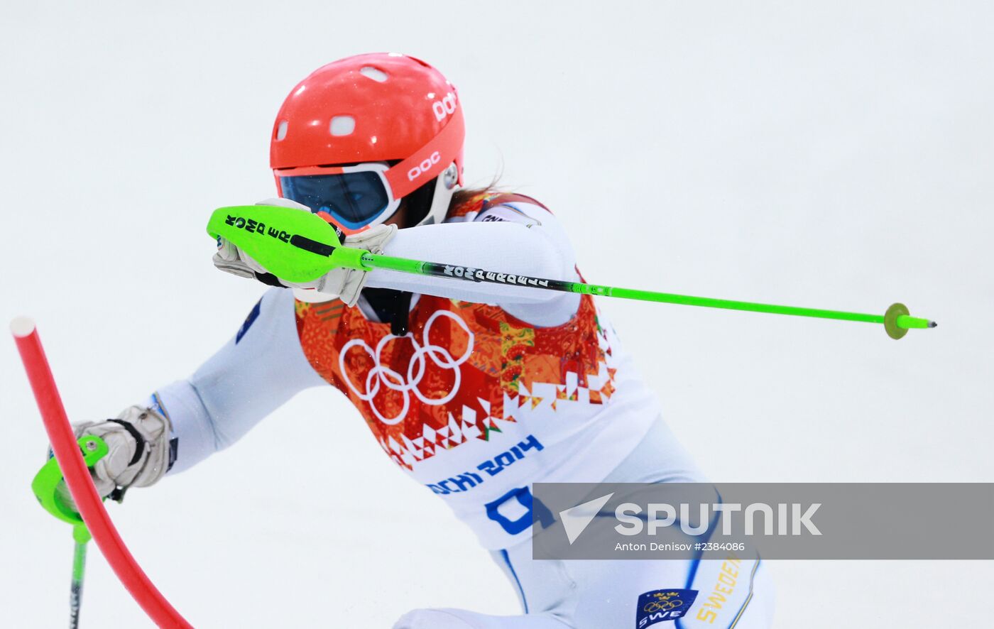 2014 Winter Olympics. Alpine skiing. Women. Slalom