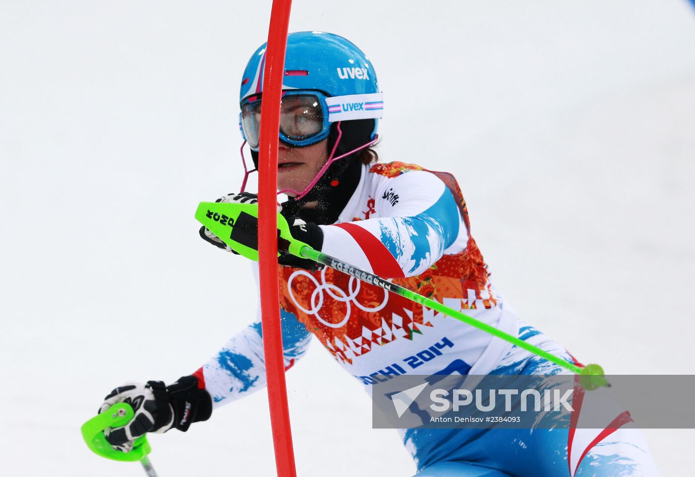 2014 Winter Olympics. Alpine skiing. Women. Slalom