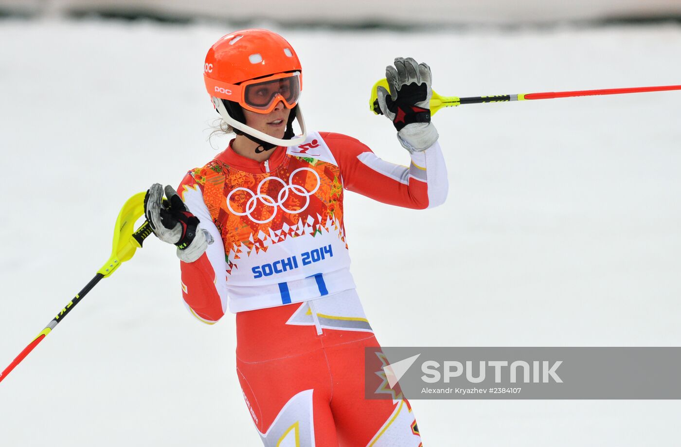2014 Winter Olympics. Alpine skiing. Women. Slalom