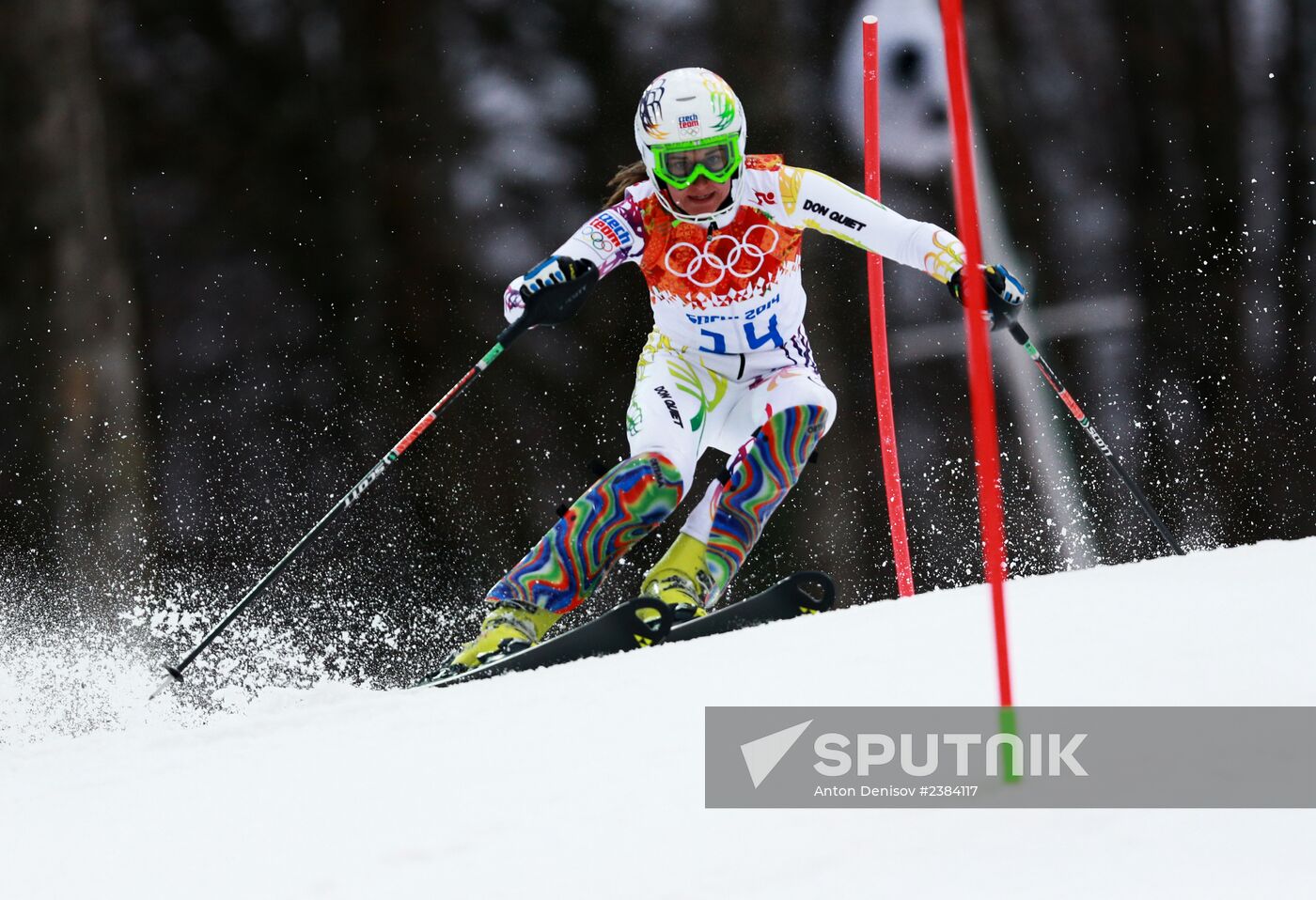 2014 Winter Olympics. Alpine skiing. Women. Slalom