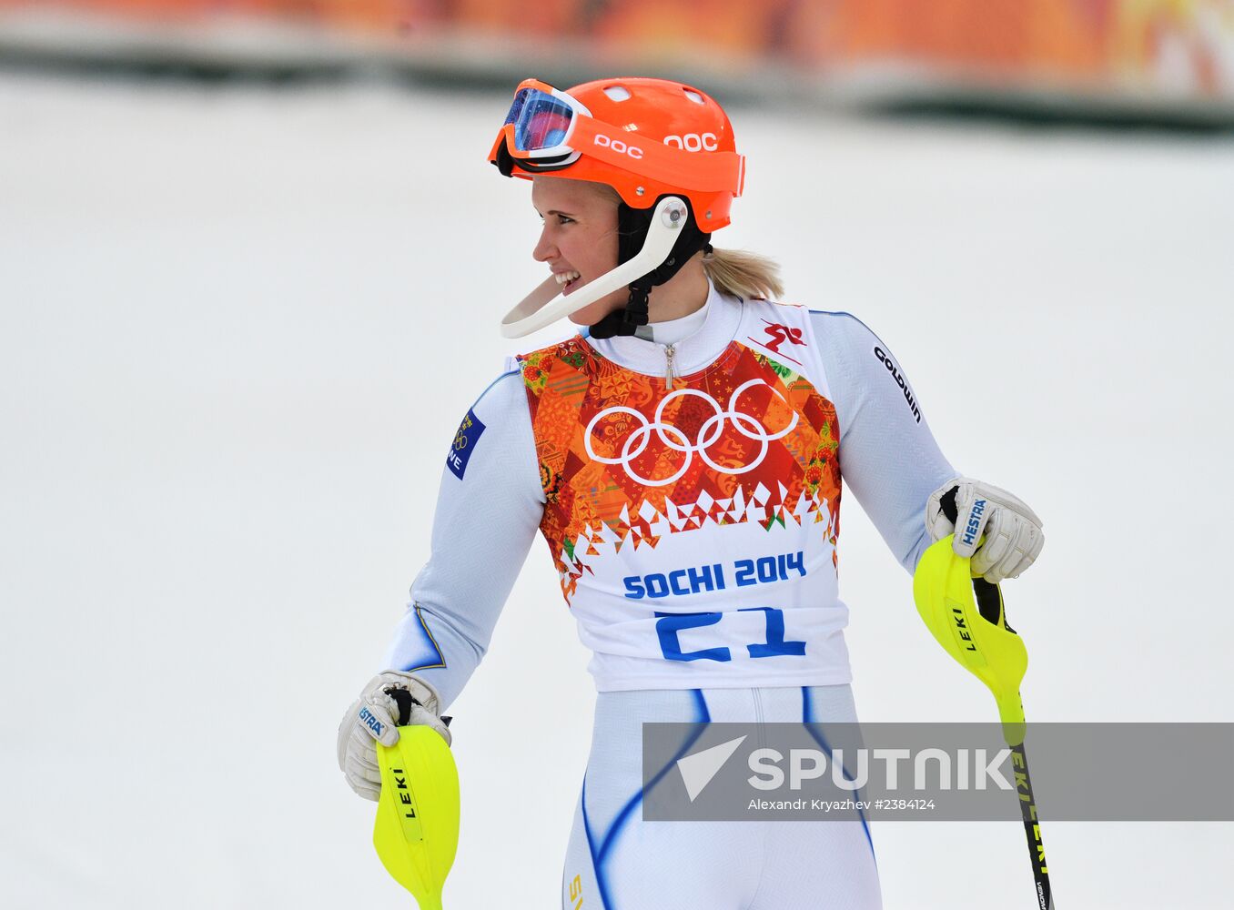 2014 Winter Olympics. Alpine skiing. Women. Slalom