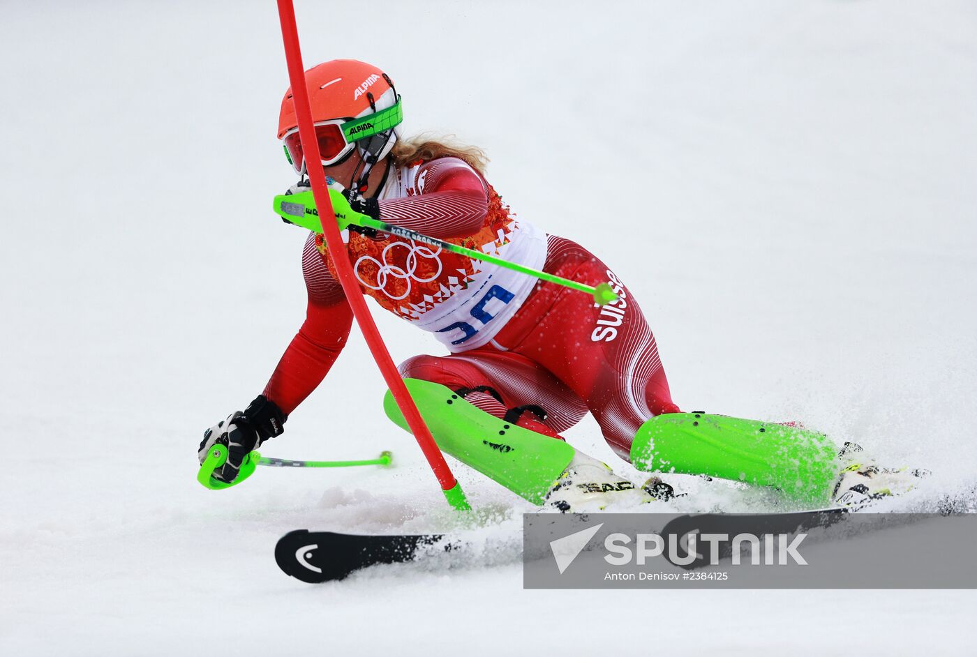 2014 Winter Olympics. Alpine skiing. Women. Slalom