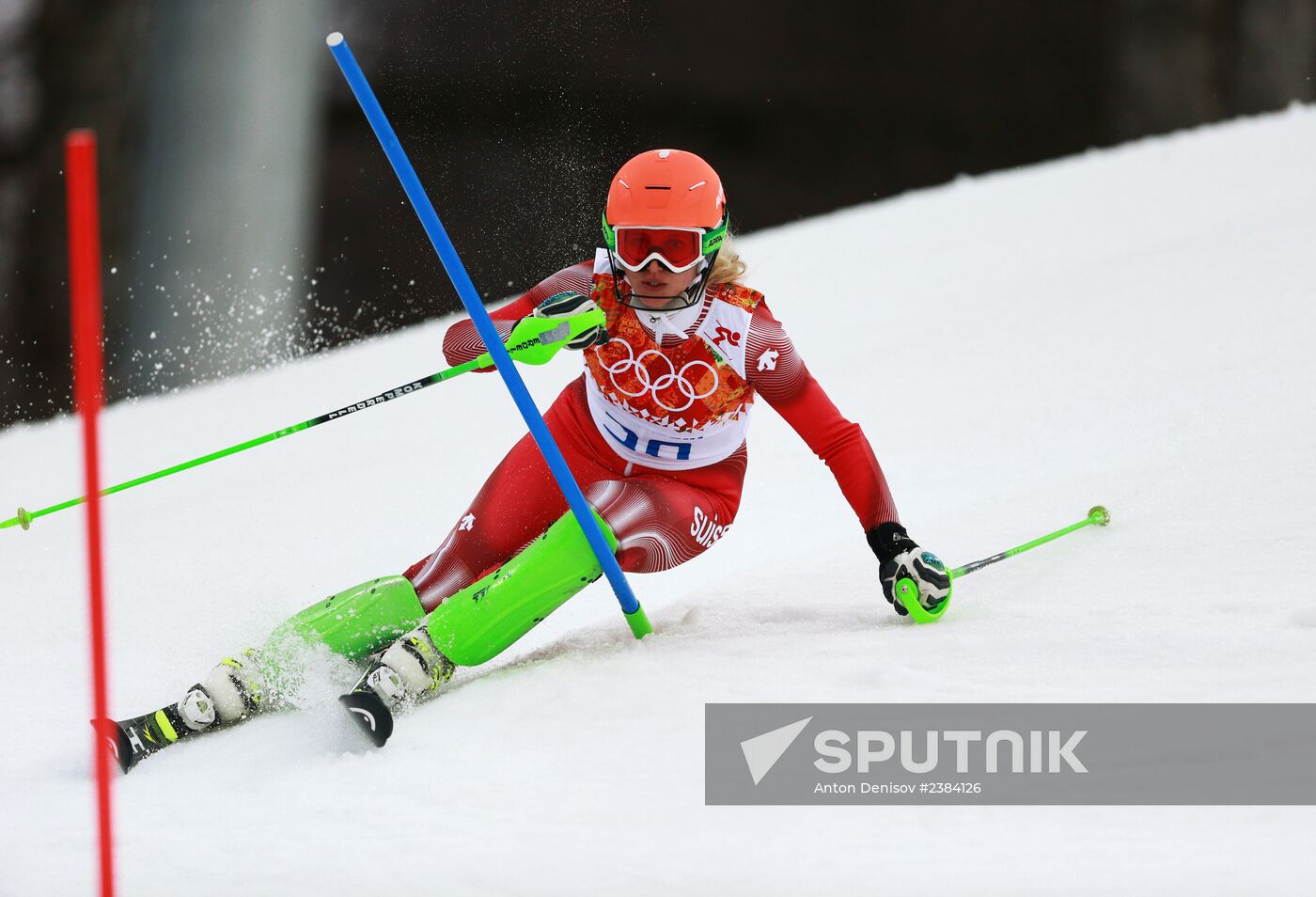 2014 Winter Olympics. Alpine skiing. Women. Slalom